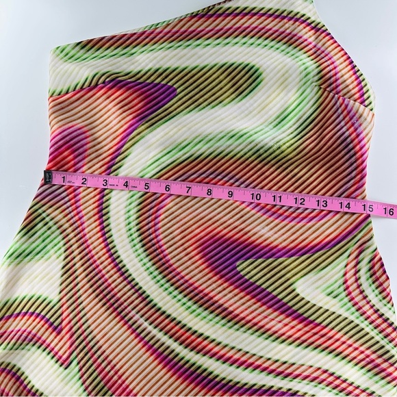 Mango MNG Satin Midi Dress Women’s Size 4 Asymmetrical Wave Italian Fabric NWT - Picture 13 of 16